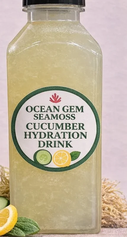 Cucumber sea moss hydration drink bottle