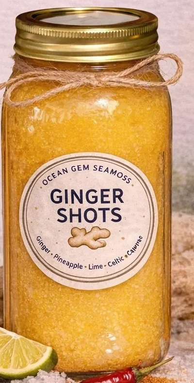 Fresh ginger shots in a jar
