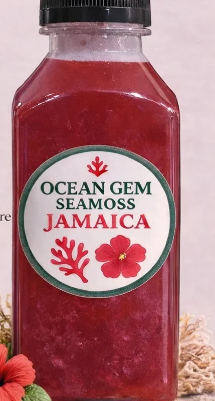 Jamaica hibiscus sea moss drink bottle